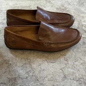 Born Chestnut Leather Slip-On Loafers